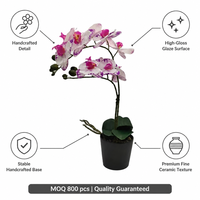 Fleurs d'orchidées artificielles au toucher réel, grande orchidée Phalaenopsis rose, plante artificielle moderne dans un pot en céramique, décoration de table intérieure, jardin