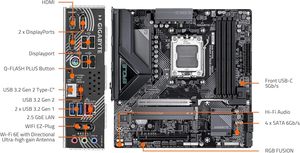 Placa Base B850m Wifi6e Am5 Matx, Compatible con las Series 9000/8000/7000, Ddr5, 8+2+2 Fases de Alimentación, Compatibilidad con Socket Amd Am5 - Product Image 3