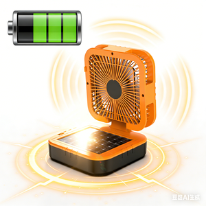 Ventilador de Exterior con Energía Solar, Lámpara de Camping Portátil, Funciona con Batería, Carga USB, Ventilador Silencioso - Product Image 3
