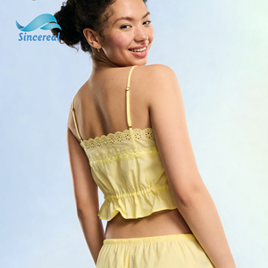 Tops de Tubo Personalizados con Encaje, Botones y Lazos, Camisetas sin Tirantes, Camisetas Bandeau de Verano, Pijamas para Mujer - Product Image 3