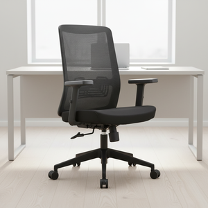 Silla de Oficina Ergonómica con Soporte Lumbar, Respaldo de Malla de Alta Elasticidad, Diseño Moderno, Base de Metal Cromado, Altura Ajustable, Giratoria - Product Image 1