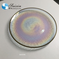 ZT-P037 Assiette de présentation ronde en verre moderne pour mariage, vente en gros