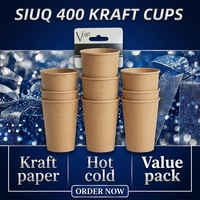 SIUQ Lot de 400 gobelets en papier kraft épais non blanchis de 8 oz, jetables, modernes, étanches, robustes, pour boissons chaudes/froides, fêtes et maison