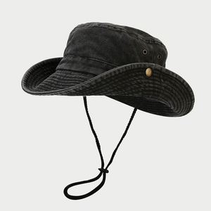 Chapeau de safari en coton lavé pour homme, protection solaire extérieure, idéal pour la randonnée, le cowboy, la pêche, chapeau bob – Vente en gros - Product Image 2
