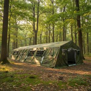 เต็นท์ฤดูร้อนขนาดใหญ่แบบกำหนดเองใหม่ หนึ่งห้องนอน เคลื่อนย้ายได้ กันน้ำ สีเขียวขี้ม้า สำหรับ 40 คน ใช้เป็นที่พักฐานบัญชาการ - Product Image 5