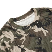Sweat-shirt tendance personnalisé en tricot gaufré camouflage de qualité supérieure, pull vintage à manches longues en coton épais pour homme