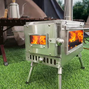 Estufa <span class=keywords><strong>de</strong></span> Camping Ligera <span class=keywords><strong>de</strong></span> Acero Inoxidable con <span class=keywords><strong>Chimenea</strong></span>, Portátil, Manual, para Leña y Barbacoa - Product Image 4