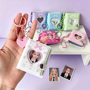 Llavero Kpop con Porta Tarjetas, Llavero con Álbum <span class=keywords><strong>de</strong></span> Fotos <span class=keywords><strong>de</strong></span> 2 Pulgadas, Mini Álbum <span class=keywords><strong>de</strong></span> Fotos y Lindo <span class=keywords><strong>Libro</strong></span> con Forma <span class=keywords><strong>de</strong></span> Corazón - Product Image 4