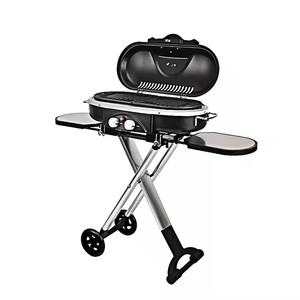Grille de cuisson <span class=keywords><strong>en</strong></span> <span class=keywords><strong>fonte</strong></span> à 2 brûleurs Portable Barbecue à gaz de camping <span class=keywords><strong>en</strong></span> plein air avec chariot pliant pour campings et voyages - Product Image 5