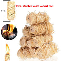 Rouleaux de laine de bois cirée naturelle, allume-feu imperméable à allumage rapide pour barbecue, camping, foyer, poêle, four à pizza