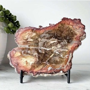 Plateau à thé et accessoires de décoration de bureau 300-400g, en pierre brute de cristal brut, sous forme de tranches de bois pétrifié, ou de dalles fossiles - Product Image 2