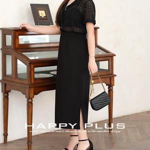 Falda Midi de Cintura Alta Happy Plus, Color Negro Sólido, Poliéster Chifón, Talla Grande para Mujer, N8967 - Product Image 5