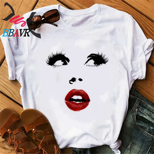 Camiseta de Manga Corta Estampada de Estilo Retro, Informal y a la Moda para Mujer, Venta al Por Mayor de Fábrica, Alta Calidad, Popular en Otoño - Product Image 3