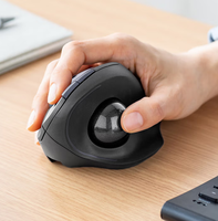Souris à bille verticale double mode, design ergonomique vertical, sans fil 2,4 G, clics silencieux, pour mains moyennes à grandes