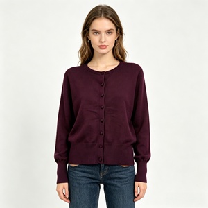 Women 100% Pure Wool Knitted <b>Cardigan</b> <b>Sweater</b> Casual Button Up Long Sleeve for Daily & Office - Product Image 1
