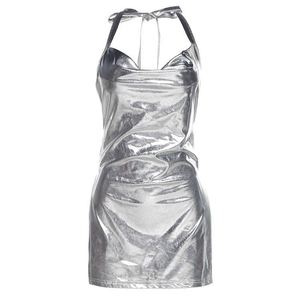 Abito Sexy con Schiena Scoperta e Collo Sovrapposto, Nuova Moda <span class=keywords><strong>Primavera</strong></span>/Estate <span class=keywords><strong>2023</strong></span> con Dettaglio Metallico al Collo - Product Image 4