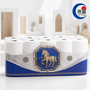 Papel Higiénico de Lujo para Hotel, con Diseño Octogonal Dorado y Patrón Celestial, Suave, de 3 Capas, con Relieve y Acolchado, Marca Turkmen Akhal Teke Horse - Product Image 1