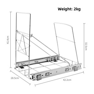 Porta Pattumiera Estraibile in Metallo a Singolo Livello per <span class=keywords><strong>Sottolavello</strong></span>, Regolabile e Scorrevole - Product Image 3
