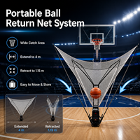 Machine de Retour de Ballon de Basketball Portable, Système de Filet de Rebond Automatique pour Entraînement au Tir, Aide à la Pratique du Jet en Acier Carbone Étanche pour la Maison