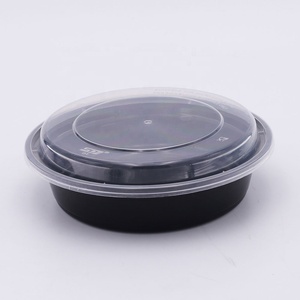 <span class=keywords><strong>Noir</strong></span> rond micro-ondable boîte à lunch à emporter en <span class=keywords><strong>plastique</strong></span> jetable <span class=keywords><strong>avec</strong></span> <span class=keywords><strong>couvercle</strong></span> - Product Image 2