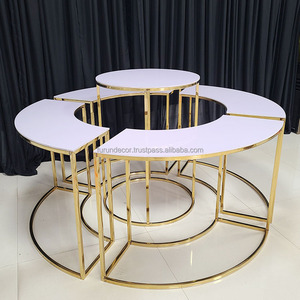 Mesa de comedor de autoservicio circular de acero inoxidable dorado Furun para bodas, festivales y fiestas - Product Image 2