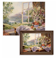 Peinture décorative Paysage américain Table à manger Peinture murale murale française Vintage Entryway Mural European Spray Painting