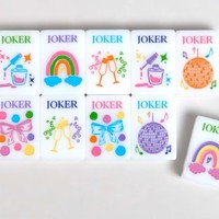 Élégant et moderne : Ensemble de tuiles de mahjong en acrylique de style cosmétique, accessoires de beauté imprimés, portable pour collection de fête féminine