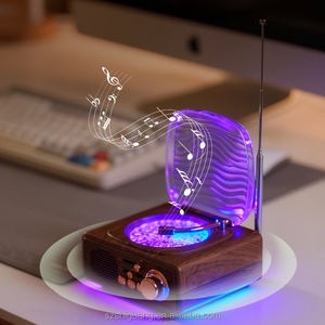 Reproductor Retro con Altavoces, Mini Radio Atómica Moderna con Luz Nocturna LED de 7 Colores, Altavoz de Vinilo con Sonido de Olas del Océano - Product Image 5