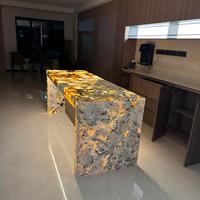 Luxuriöse Transluzente Pandora-Quarzit-Kücheninsel mit LED-Beleuchtung Maßgefertigte Patagonia-Marmor-Arbeitsplatte Bartisch für Villen