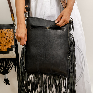 Hot Sale 2024 Hand Tooled Hair On Leather Large Fringe <b>Handbag</b> Stylish Women Genuine Leather Shoulder Bag <b>Big</b> Size Crossbody Bag - Product Image 4