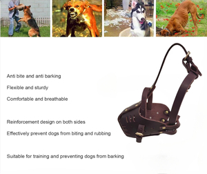 Muselière en cuir pour <span class=keywords><strong>chien</strong></span>, respirante, réglable, anti-morsure et anti-aboiement, pour chiens <span class=keywords><strong>de</strong></span> taille moyenne/grande, en stock aux États-Unis - Product Image 6