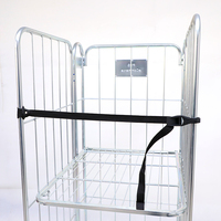 Chariot de rangement pliable à 3 côtés en acier galvanisé pour supermarché, avec couvercle
