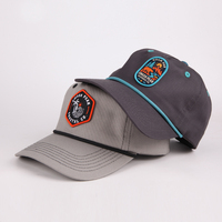 Casquette de sport rétro structurée à 5 panneaux avec logo personnalisé, patch tissé, corde et fermeture snapback pour le golf en extérieur
