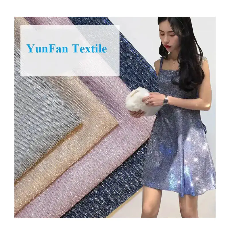 Two-color Slide Silk Metallic Metal Color Soft Pleated Dress Fabric For Skirt Garment Glitter Slide Pleated Mesh Net Fabric