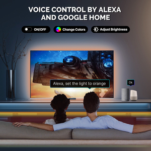 Bande lumineuse au néon LED intelligente Wifi RVB couleur lampe à ruban pour rétro-éclairage TV, décor de fête à la maison fonctionne avec Alexa Google Home - Product Image 4