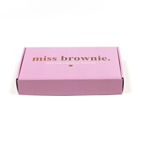 Boîte d'expédition pour brownies en carton ondulé rose avec impression de logo personnalisé, boîte d'expédition pour brownies alimentaires