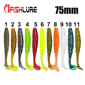 Type De ver T Queue Ver Doux Paddle 75mm 3.2g 6 pièces tube En Plastique Souple qui couvre le <span class=keywords><strong>visage</strong></span> leurre de pêche moules - Product Image 2