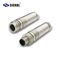 Conector de montaje de Metal M8 Terminación de soldadura Codificación A 3 4 6 8 Pin Codificación B 5 Pin IP68 IP69K para medición de prueba de sensores