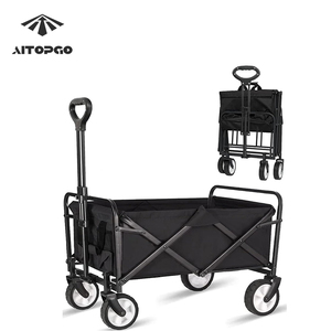 AITOPGO-Carro de playa plegable para uso al aire libre, carro de <span class=keywords><strong>4</strong></span> ruedas para uso general, carro de playa plegable portátil, color negro - Product Image 4
