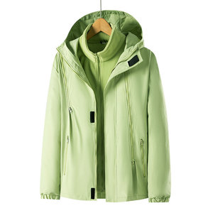 Chaqueta cortavientos con capucha y cremallera, de color sólido, tres en uno, unisex, a prueba de viento, para senderismo y actividades al aire libre. - Product Image 1