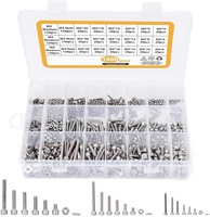 Kit d'assortiment de vis à tête cylindrique 1080 pièces M2.0 M3 M4 en acier inoxydable 304, écrous, rondelles et clés hexagonales pour réparations électroniques et bricolage