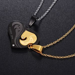 Fashion Stainless Steel Puzzle Couple Necklace Valentine's Day Gift <b>Titanium</b> Steel Pendants Necklace for Couple Men Women - Product Image 1