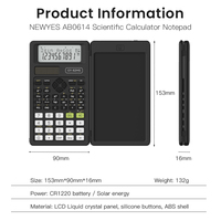 Calculatrice scientifique Newyes 82MS à 12 chiffres, solaire, électronique, pliable, rose, avec tablette d'écriture LCD et logo personnalisé