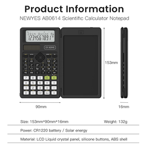 Calculatrice scientifique Newyes 82MS à 12 chiffres, solaire, électronique, pliable, rose, avec tablette d'écriture LCD et logo personnalisé - Product Image 5