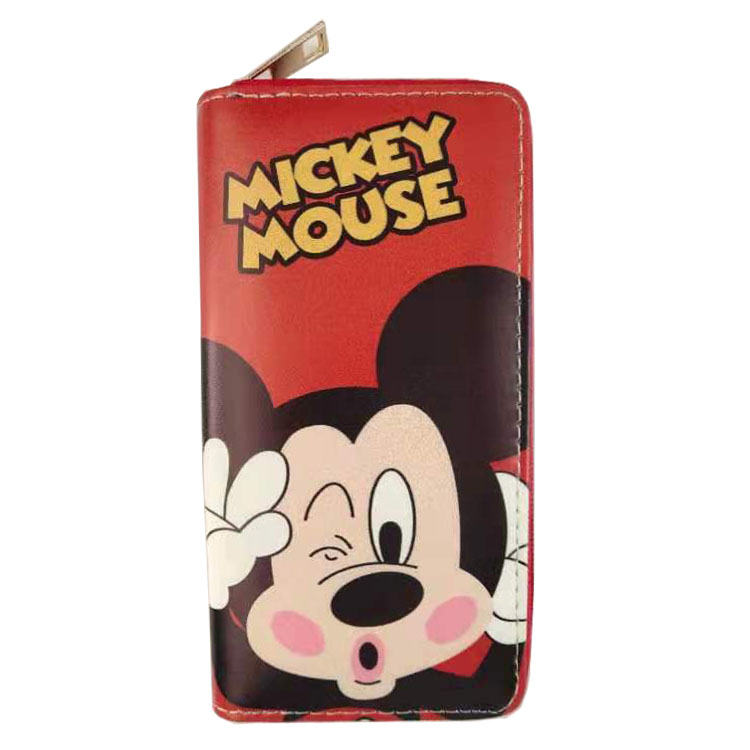 Разноцветный красный, розовый, желтый женский кошелек на молнии с животными, Минни, миккеи, косметичка, сумка для телефона из искусственной кожи