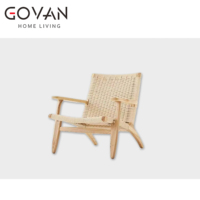 Fauteuil lounge en bois de frêne massif style Wabi Sabi, siège d'appoint minimaliste pour salon, confort ergonomique, détente et repas