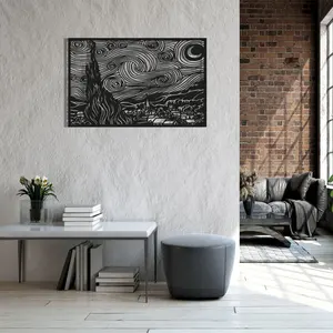 Van Gogh The Starry Night seni dinding logam Premium dekorasi dinding seni logam desain Kerajinan Logam Seni edisi terbatas