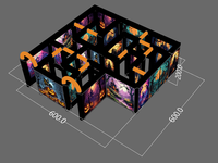 Maison hantée gonflable d'Halloween 20x20 pieds, jeu de labyrinthe gonflable effrayant avec souffleur 950W