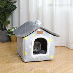 Luxury Classic Fashion XL Foldable Cat <b>Bed</b> with Print Design Square Shape for Indoor Cats & Small Pets Arctic Wool Winter Use - Product Image 3