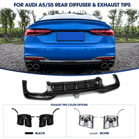 Diffuseur arrière noir avec embouts d'échappement style Lamborghini pour Audi A5 S5 B9.5 2020 2021 2022 2023 2024
